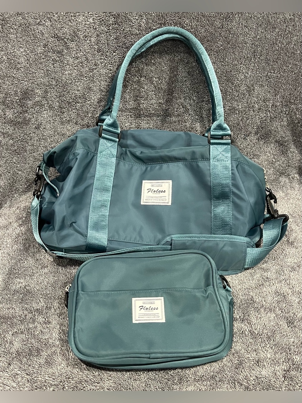 Floless Workshop travel weekender duffel bag with pouch set